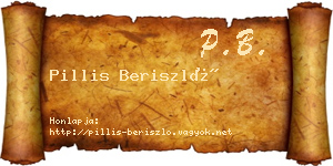 Pillis Beriszló névjegykártya